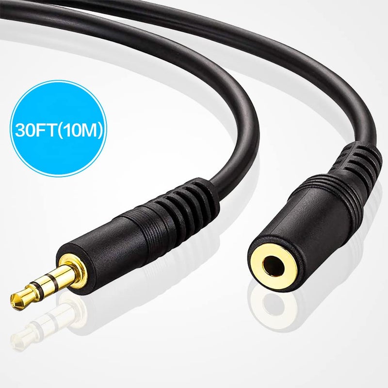 Inovat 10M 30 Feet 3.5mm Jack Audio Stereo Earphone M/F Extension Cable Cord Male to Female - Image 3